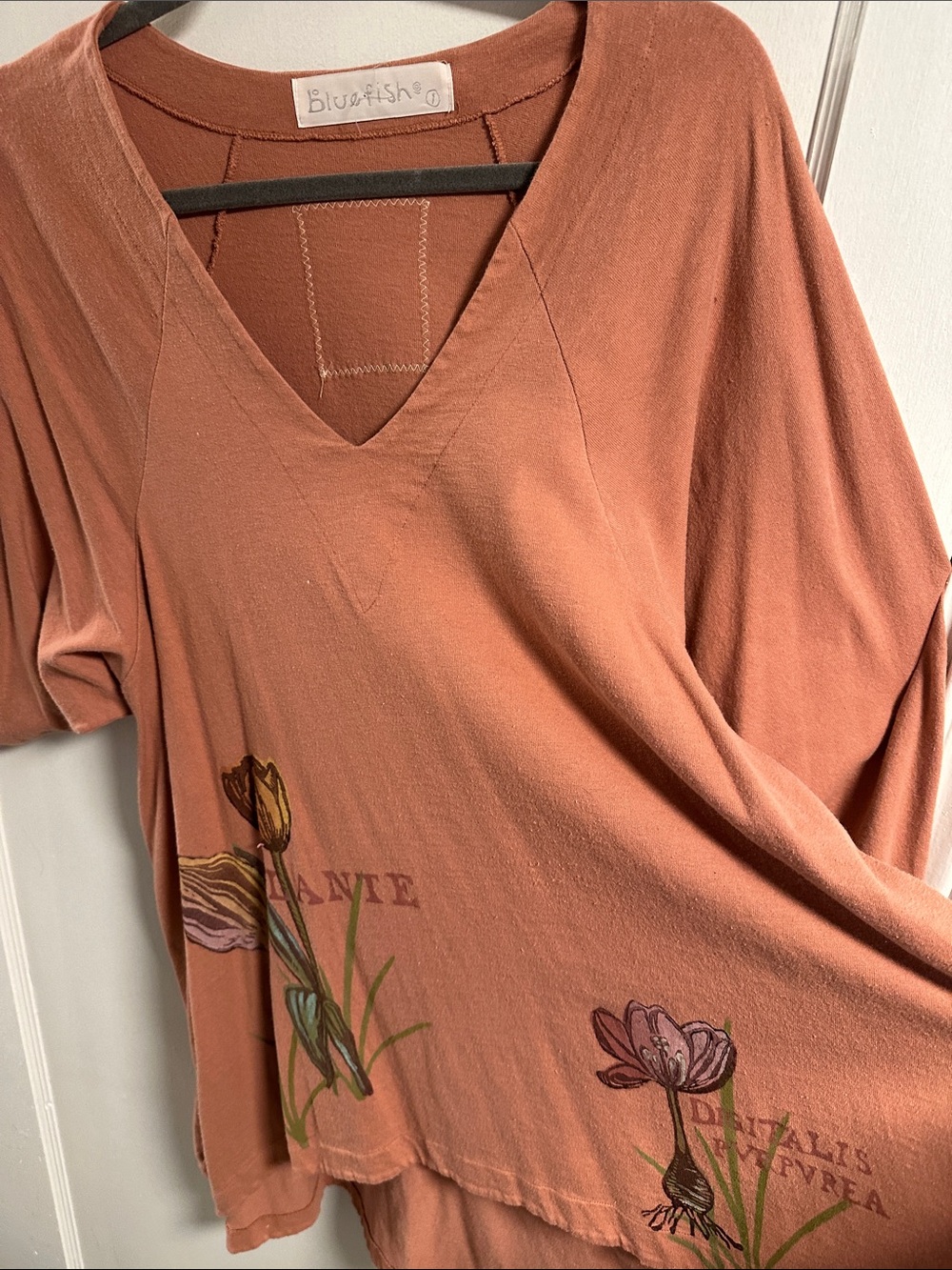 Blue Fish Rust Floral V-Neck Tunic